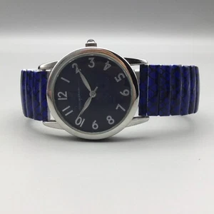 Isaac Mizrahi Live Watch Women 32mm Blue Tone Checkered Stretch Band New Battery - Picture 1 of 16