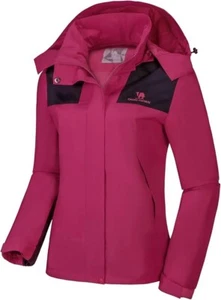 t1 Women's Waterproof Rain Jacket Lightweight Hooded Raincoat for Hiking Pink L - Picture 1 of 4
