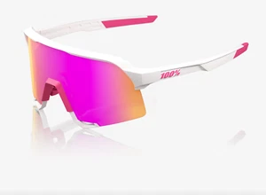 100% S3 Matte White Pink Sunglasses, HiPER Vital Pink Mirror Lens - Bild 1 von 3