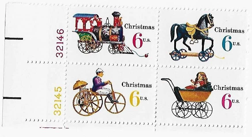 US Christmas Toys 6c Stamp Plate Block of 4 Scott #1415-1418 - Image 1 of 1