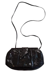 Vintage Palizzio Schlangenleder & Leder schwarz Crossbody Handtasche Clutch Handtasche Tasche Punk B - Bild 1 von 10
