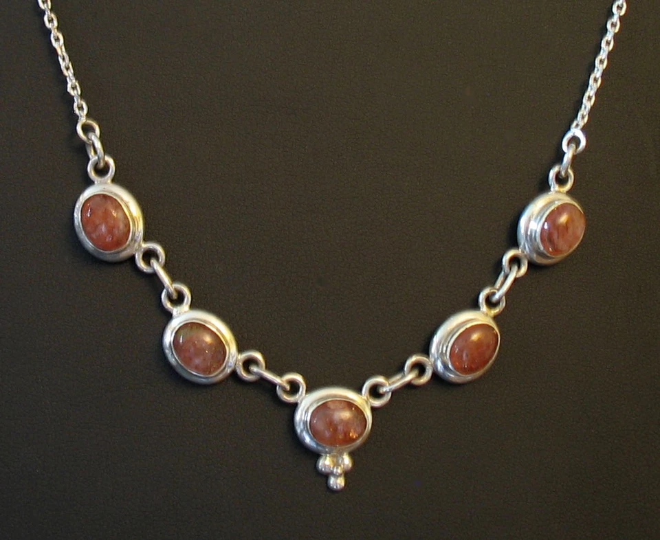 Sun-stone Sterling Silver Necklace hand made in the Himalayas - Image 1 of 1