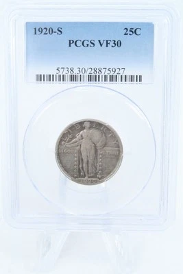 1920-S PCGS VF30 Standling Liberty Quarter Business Strike 25C - Image 1 of 2