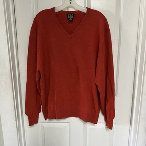 Jos A Bank Mens Large 100% Cashmere Sweater  V-Neck Knit Pullover Soft Red - Picture 1 of 12