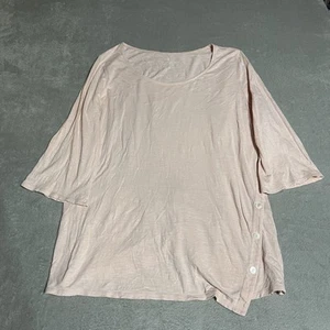 Top Pure Jill Jill para mujer XL rosa con botones asimétricos túnica cómoda suave tejido holgado - Imagen 1 de 6