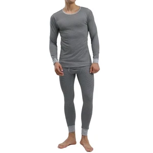 XL Thermal Underwear Set For Men Knit Horizontal Stripe Winter Warm Base Layer - Bild 1 von 13