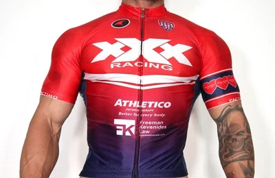 MEN'S RED ZIP FRONT CYCLING SHIRT SMALL - Image 1 of 4