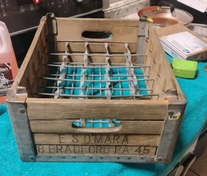 Antique E.S. O'Mara Dairy Wooden Milk Crate - 30 Slots - Bradford, Pennsylvania - Picture 1 of 13