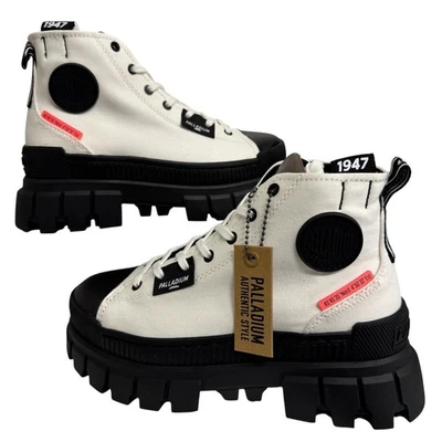 Bota de plataforma Palladium para mujer Revolt Hi TX estrella blanca talla 6,5 nueva en caja  Foto 1 de 4