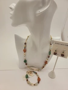 Jones New York Schmuckset Halskette, Armband, Ohrringe Perlen Mehrfarbig Neu - Bild 1 von 7