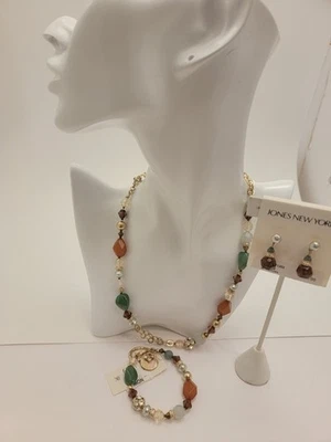 Jones Нью-Йорк ювелирный набор Nwcklace, браслет, серьги бисером многоцветный новый - Изображение 1 из 4