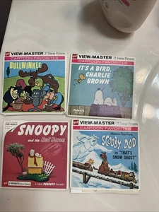 4 Vintage View Master Cartoon Favorites Reels Snoopy Bullwinkle Scooby Doo - Picture 1 of 5