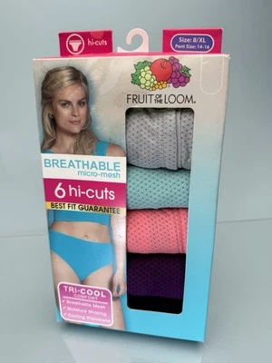 Paquete de 6 micromallas transpirables Fruit of the Loom para mujer cortes altos - talla 8 XL nuevo Foto 1 de 4