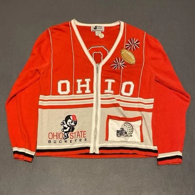 Beautiful Vintage Red Women’s Ohio State University Football Cardigan - Image 1 of 4