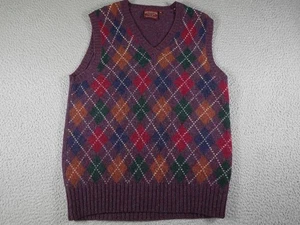 Chaleco Suéter de Lana Shetland Vintage Chaps Ralph Lauren Para Hombres Medio Púrpura Argyle - Imagen 1 de 8