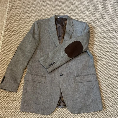 Saddlebred Mens Sz 44L  Wool Blend Nailhead Blazer Jacket BlokeWear Elbow Patch - Image 1 of 4