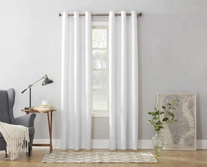 No. 918 Montego Curtain Grommet Top TWO Panels Lichtenberg Basic White 48" X 95" - Picture 1 of 2