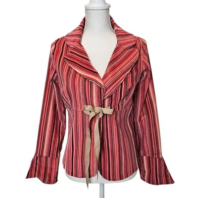 Chaqueta Blazer BeeBop & Wally Vintage RARA Rosa Pana Multi Rayas Talla Mediana Foto 1 de 4