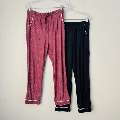 Paquete de 2 pantalones de pijama Lucky Brand rosa y negro para mujer talla S Foto 1 de 4
