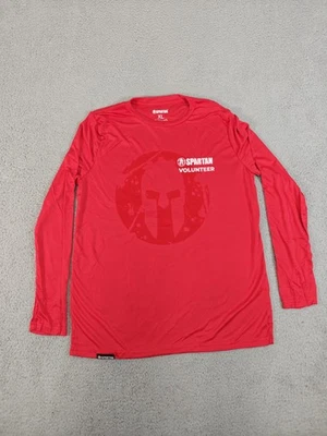 Spartan Race Shirt Mens XL Red Volunteer Long Sleeve Athletic 100% Polyester Run - Image 1 of 4