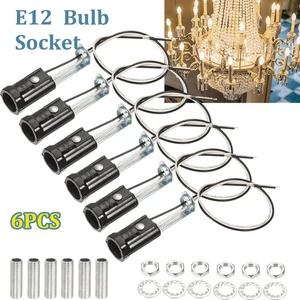 6PC E12 Bulb Socket 2.44 Inch Height Candelabra Base Lamp Holder 9.8 Inch Wire - Picture 1 of 7