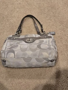 Coach Handbag #F17140 Penelope Optic Signature Handbag Gray w/ Silver Hardware - Picture 1 of 7
