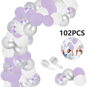 Purple Confetti Latex Balloon Garland Arch Kit Reusable Baby Shower stkOv - Picture 1 of 9