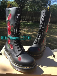 Neu im Karton Dr. Martens Damen 1914 Honda 14 Augen Blumen Stiefel weiches Leder 12761001 - Bild 1 von 7