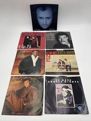 Lot of 7 Vinyl 45 Records Various Artist of the 80’s Phil Collins, Lionel Richie - Imagem 1 de 4