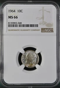Moneda de diez centavos Roosevelt 1964 10C NGC MS66 8159892-048 - Imagen 1 de 2
