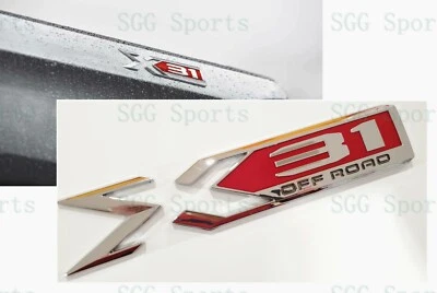 1件装2019-2024 GMC Sierra X 31 X31越野床徽章原始设备制造商通用铬红色 — 第 1/4 张图片