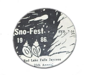 1986 Red Lake Falls Minnesota Jaycees 25th Annual Sno-Fest Pinback Button 5 - Picture 1 of 2