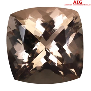 4.09 ct AIG Certified Incomparable Cushion (10 x 10 mm) Orange Pink Morganite - Picture 1 of 2
