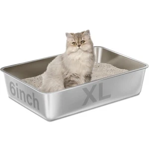 XXL Stainless Steel Cat Litter Box With High Side, Easy To Clean No Smell - Picture 1 of 9
