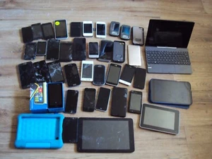 1 JOB LOT PHONES TABLETS IPHONES FOR PARTS BROKEN GOLD RECOVERY REPAIR PARTS - Photo 1 sur 13