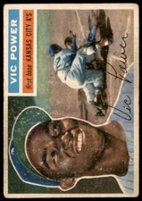 1956 TOPPS VIC POWER 67 POOR UER BASEBALL KANSAS CITY ATHLETICS