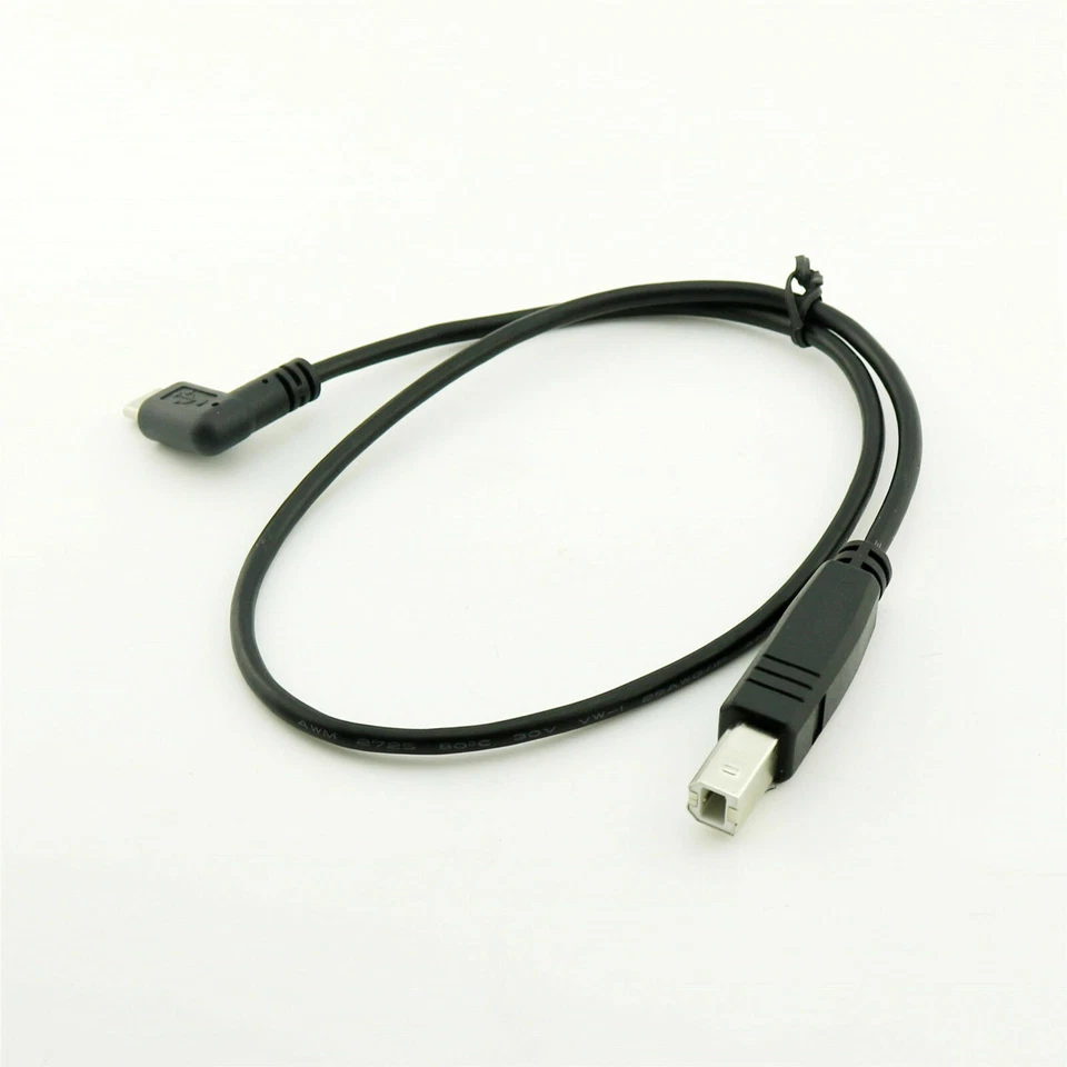 USB Type C 3.1 Male Right Angle to USB 2.0 B Male Cable for Printer Scanner 50cm - Image 1 of 1