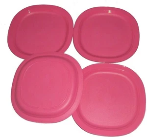 Tupperware Impressions Dessert Plates 8" Square Pink New - Picture 1 of 4