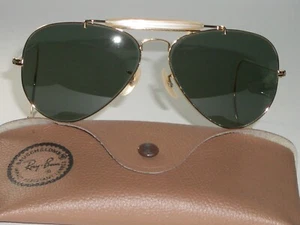58[]14 B&L RAY-BAN USA L0216 G15 CABLE-WRAPS OUTDOORSMAN AVIATOR SUNGLASSES MINT - Picture 1 of 10