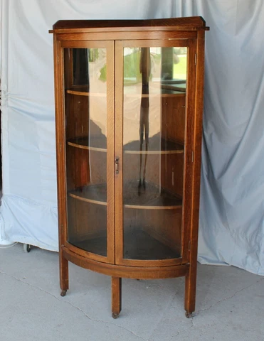 Antique Mission Oak Arts and Crafts Corner China Cabinet Cover