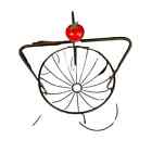 Black Metal Fruit Basket with Red Apple on Top Black 3 Leg Fruit Basket 