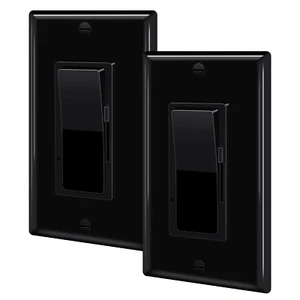 2-20PK Dimmer a bilanciere Decora nero, interruttore singolo e 3 vie, CFL 600W / LED 150W - Foto 1 di 9
