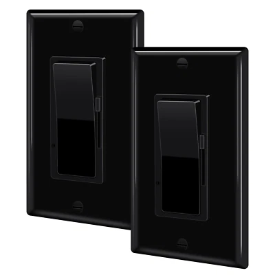 DIGI-OFFICE 2 Packs Black Decora Rocker Dimmer, Single & 3-Way Switch, CFL 600W / LED 150W