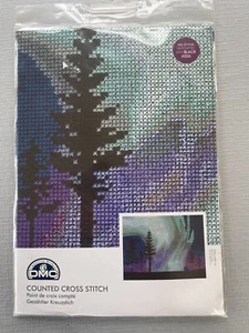 DMC Northern Lights Cross Stitch Kit NEW on Black 14 Count Aida Fabric - Picture 1 of 2