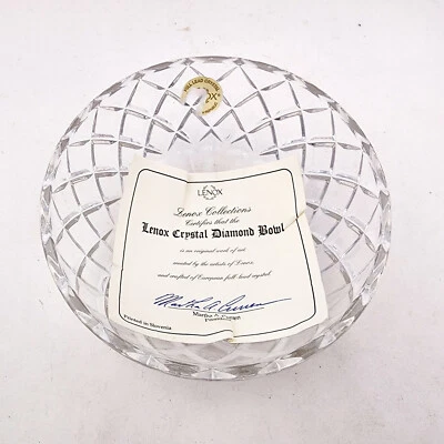 Vintage LENOX Bowl Lead Crystal Diamond with Certificate 5" Czech Republic - Image 1 of 4