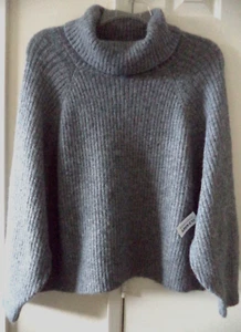 Old Navy Soft Wooly Grey Ribbed Hip Length Turtleneck Sweater 4X 24 26 28 3XL 3X - Picture 1 of 8