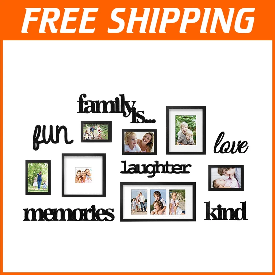 Stylish 7 Photo Collage Frame Set with Easy Wall Mount - Grandparents Day - Image 1 of 4