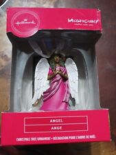 Hallmark Mahogany Christmas Ornament Angel Holding Star Violet Dress White Wings