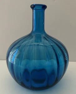 Empoli italienische blaue Glas Zwiebel Flasche Vintage 60er Jahre ohne Stopfen - Bild 1 von 11