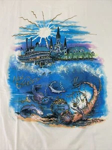 Camiseta De Colección Oneita Power T Talla Grande Nueva Orleans - Puntada Única - Imagen 1 de 8